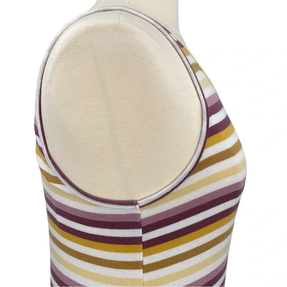 A New Day Yellow and Purple Striped Target Classic Casual Scoop Neck Tank Top - Picture 6 of 13
